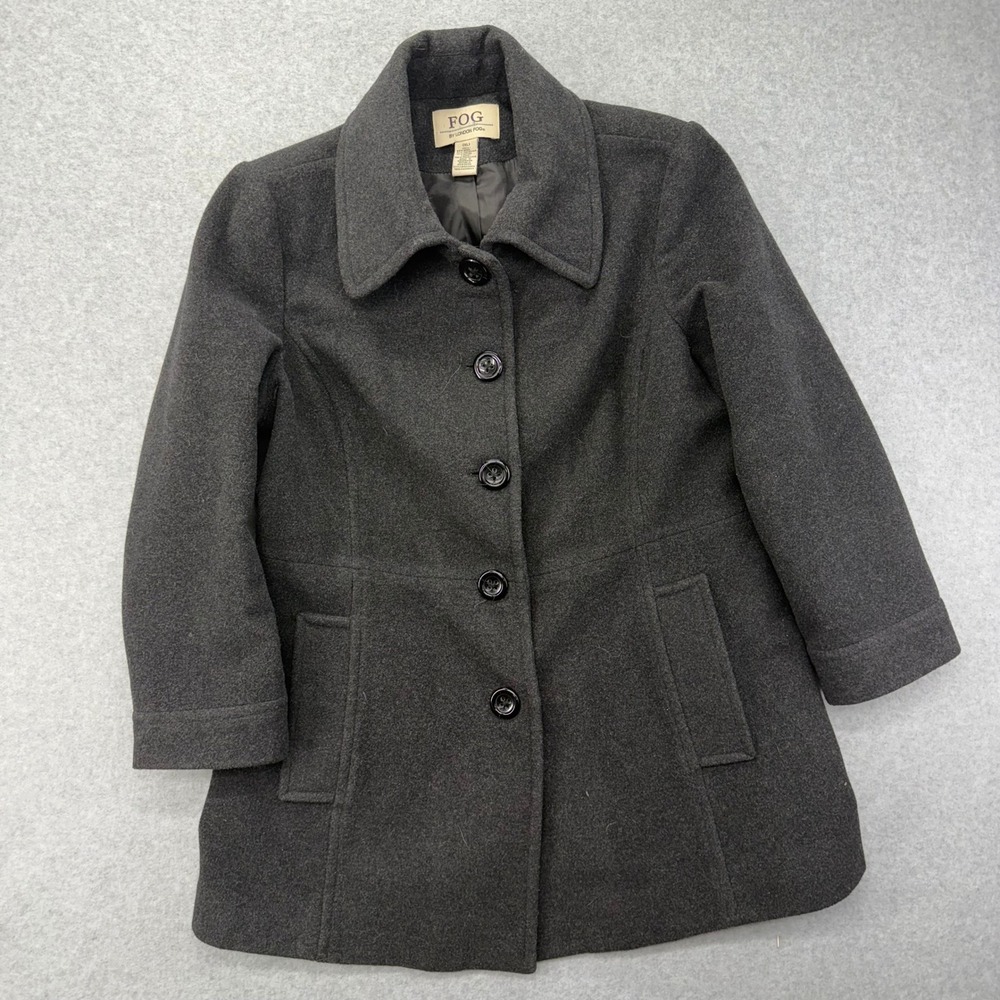 LONDON‎ FOG Women's Wool Blend Coat Size XL Dark Gray Button Front